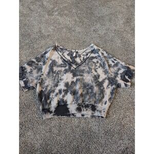 FP Movement Tie Dye Cropped Sweatshirt V Neck Distressed Women Size S